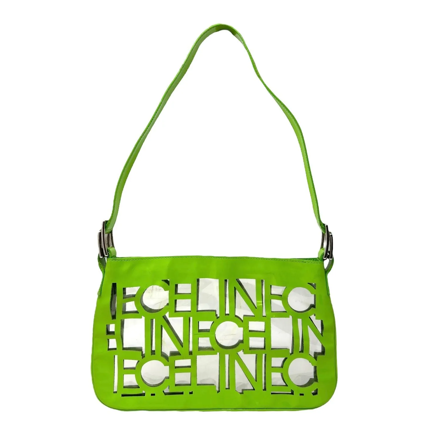 Celine Green Cut Out Logo Shoulder Bag