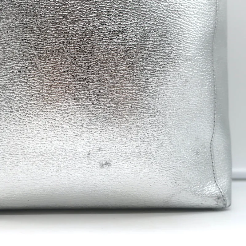 Celine Small Vertical Cabas Tote Silver Metallic Leather Crossbody Bag