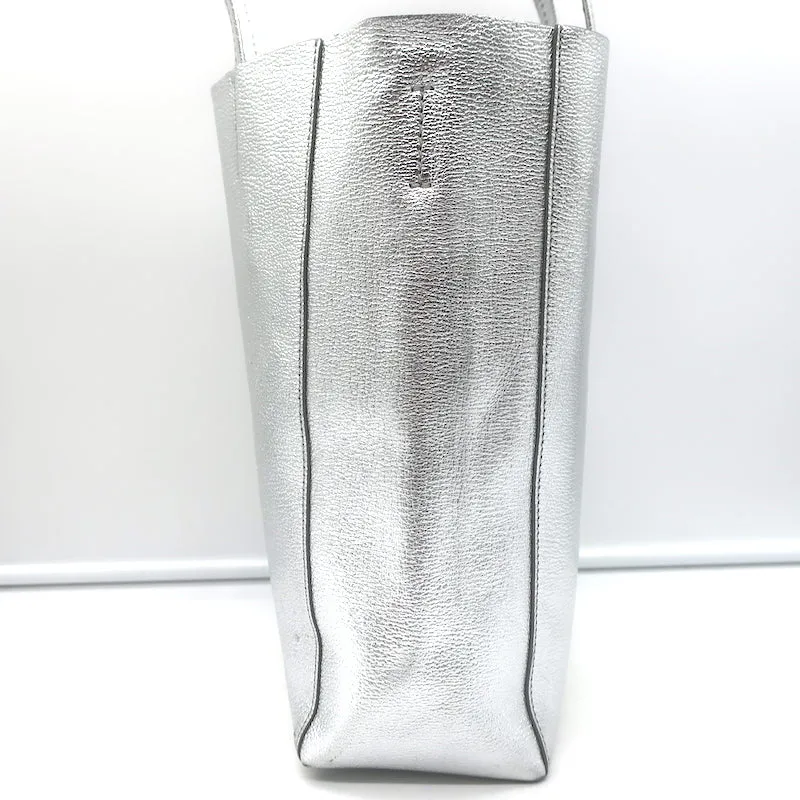 Celine Small Vertical Cabas Tote Silver Metallic Leather Crossbody Bag