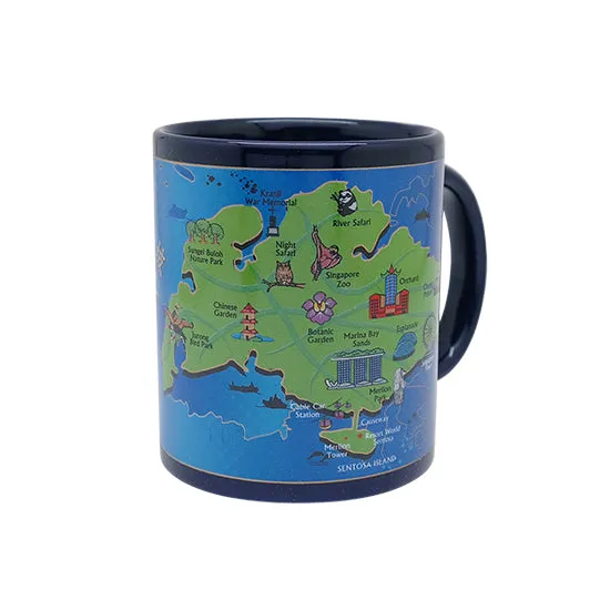 Ceramic 10oz Blue Mug - Iconic Spore Map