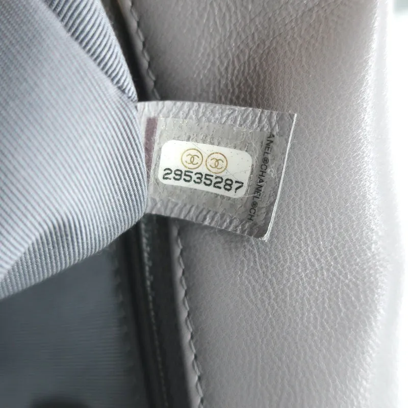 Chanel 19 20P Large Flap Bag Grey Quilted Leather Crossbody NEW