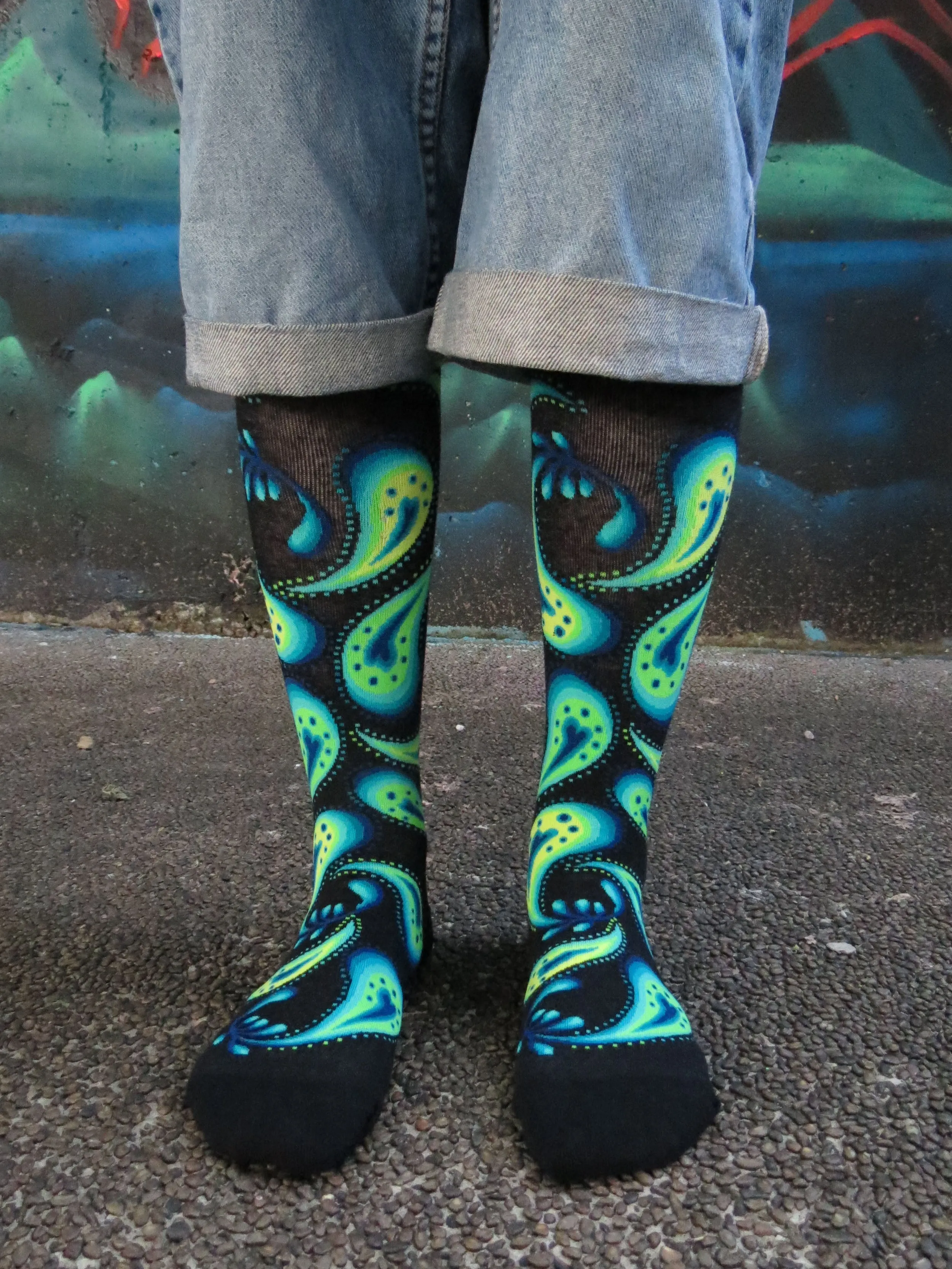 Chaossocks - Paisley - Kiwi Black