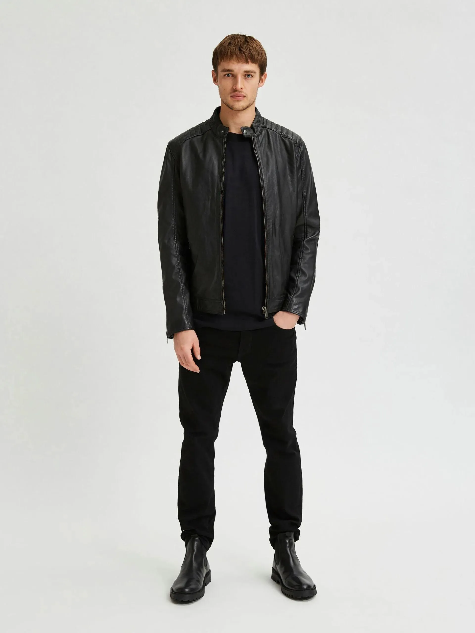 Chaqueta de Piel Iconic Racer Black