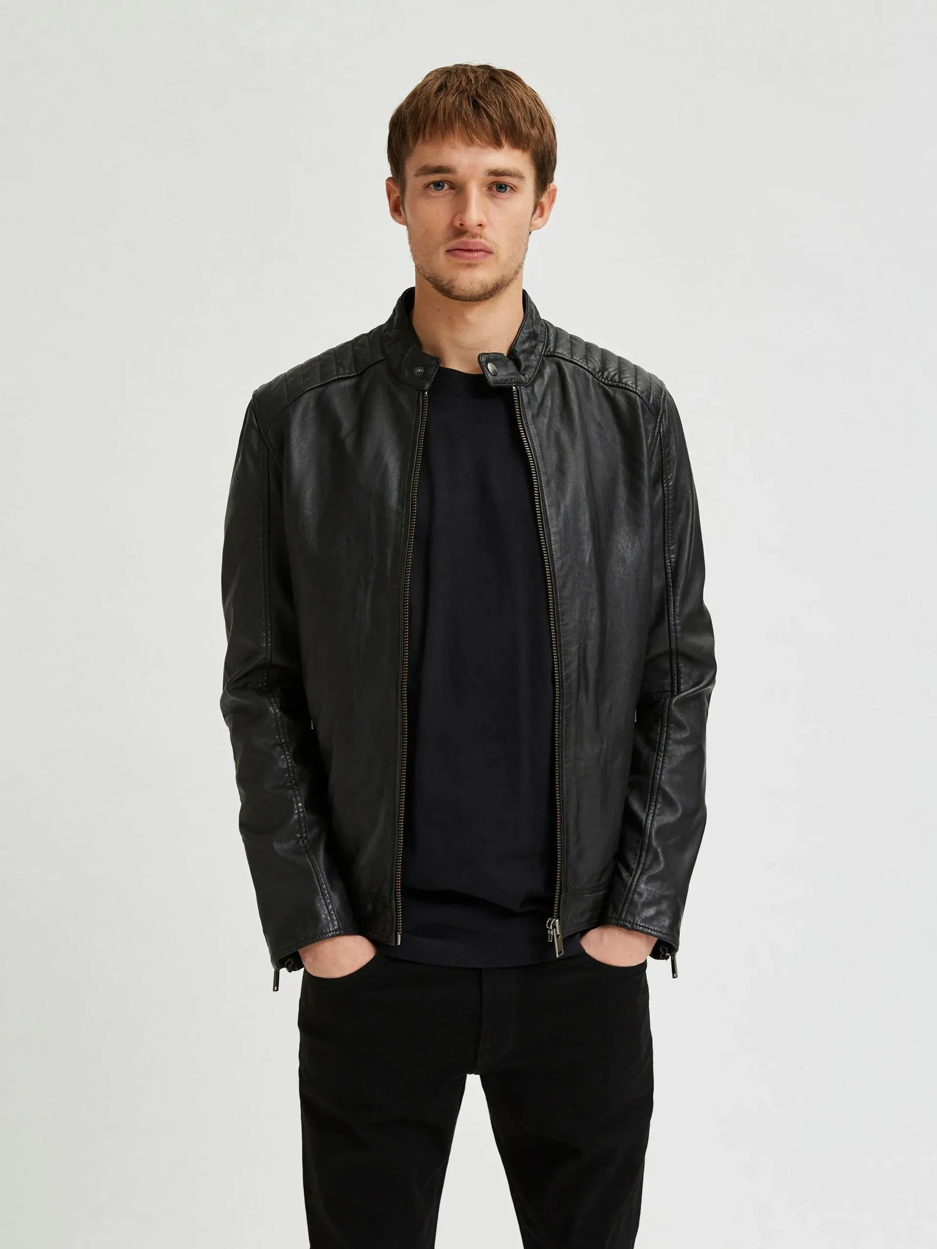 Chaqueta de Piel Iconic Racer Black