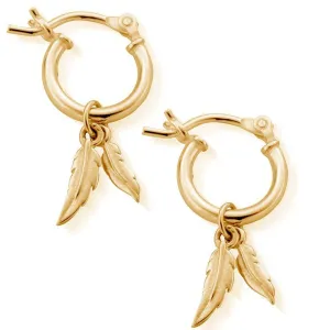 ChloBo Double Feather Hoop Earrings - Gold