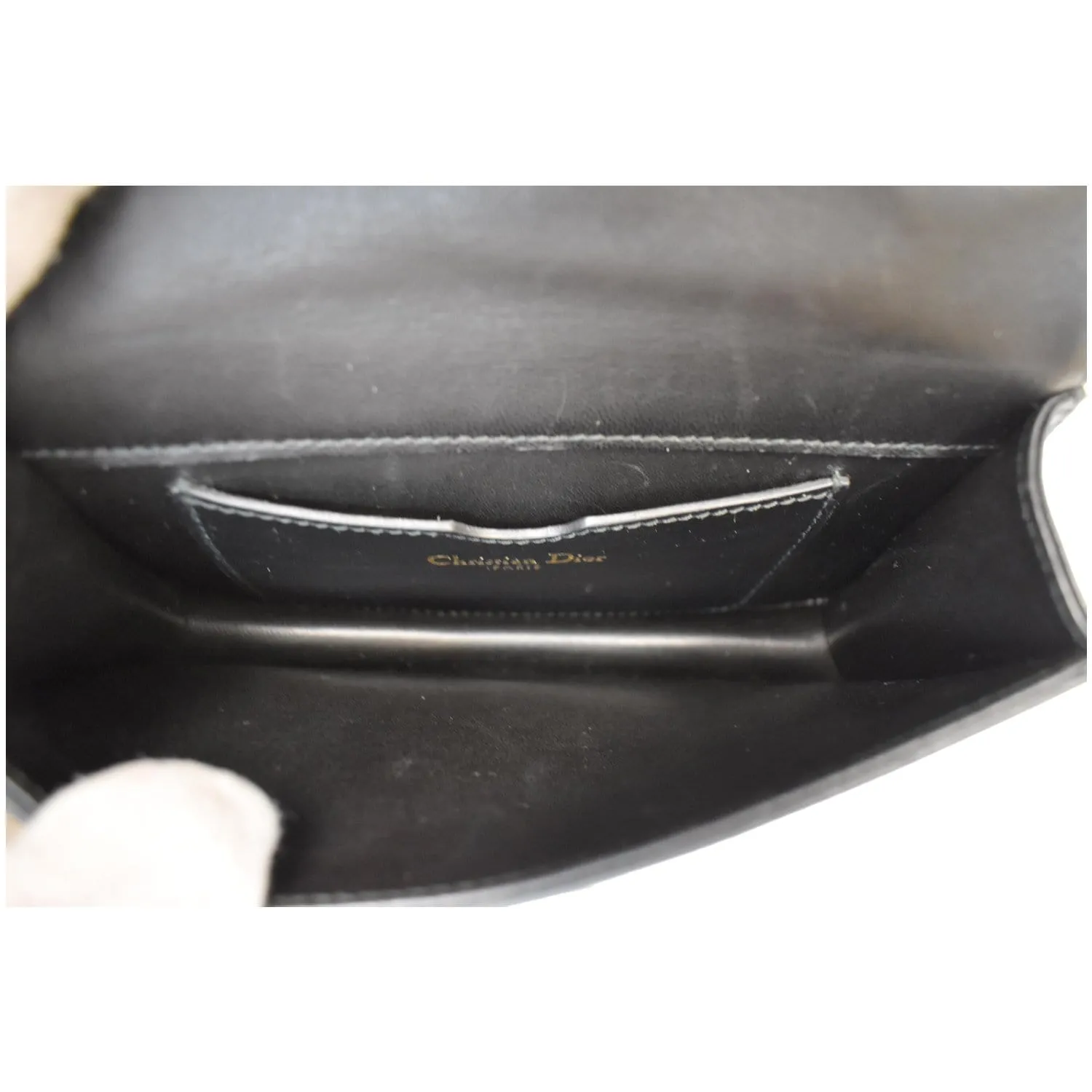 CHRISTIAN DIOR Bee Leather Pouch Clutch Bag Black - 20% OFF