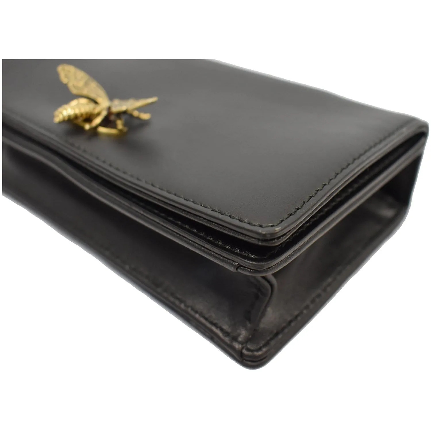 CHRISTIAN DIOR Bee Leather Pouch Clutch Bag Black - 20% OFF