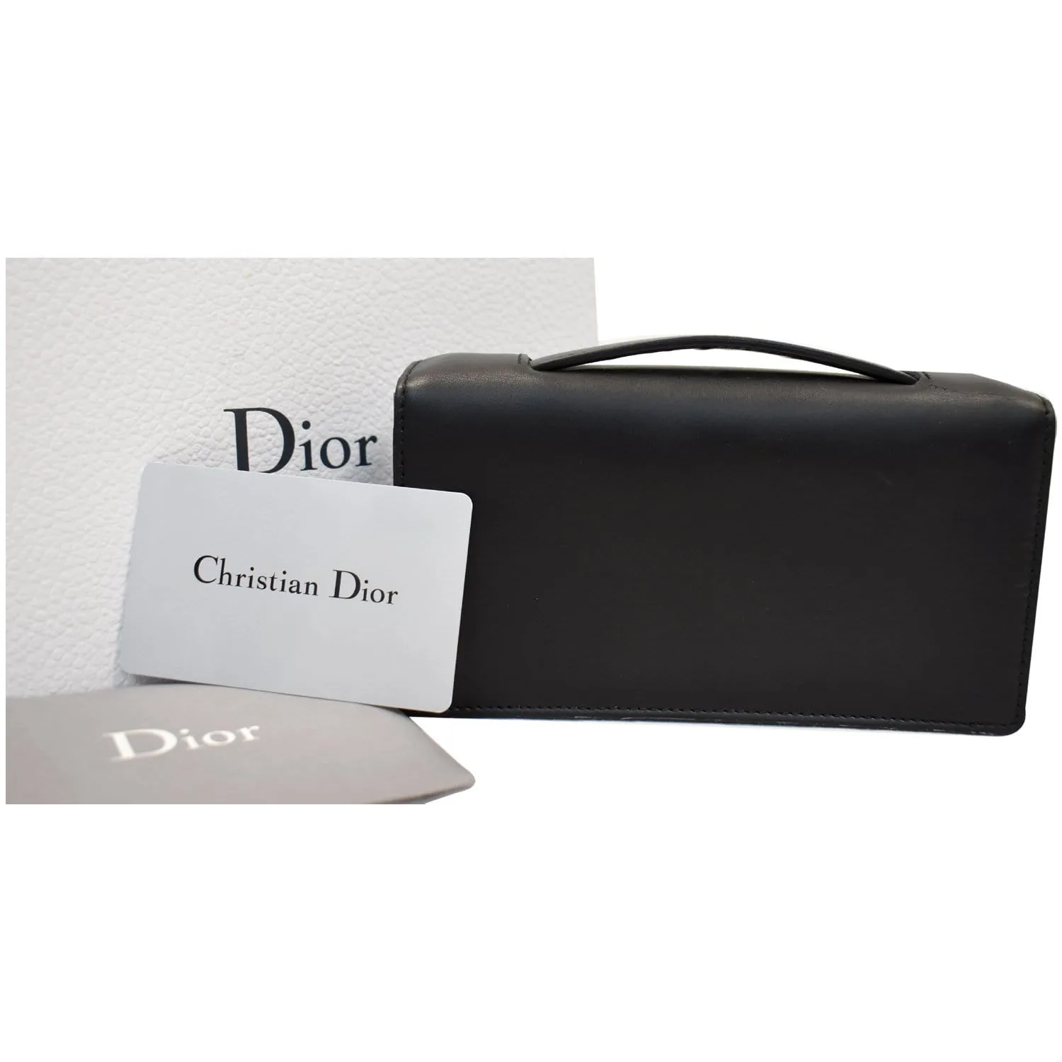 CHRISTIAN DIOR Bee Leather Pouch Clutch Bag Black - 20% OFF