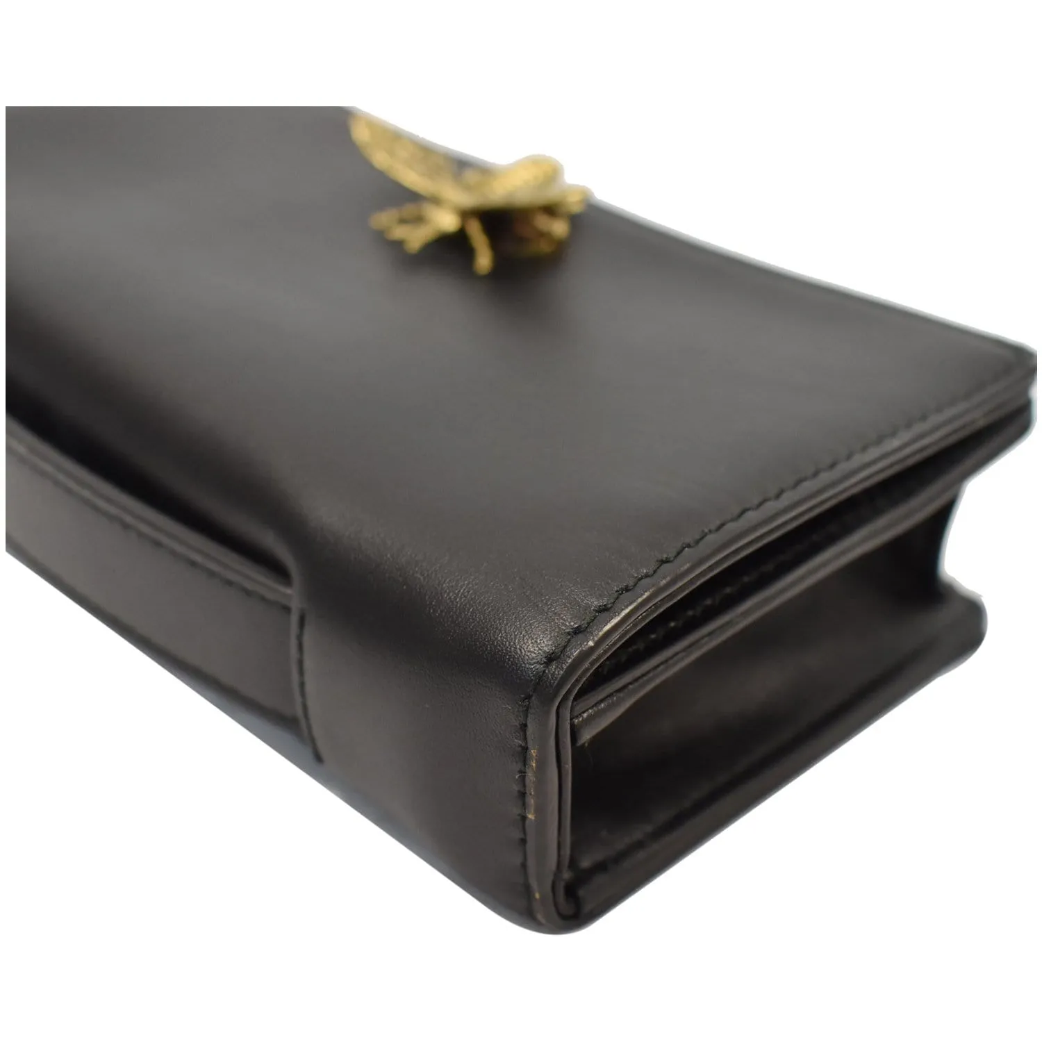 CHRISTIAN DIOR Bee Leather Pouch Clutch Bag Black - 20% OFF