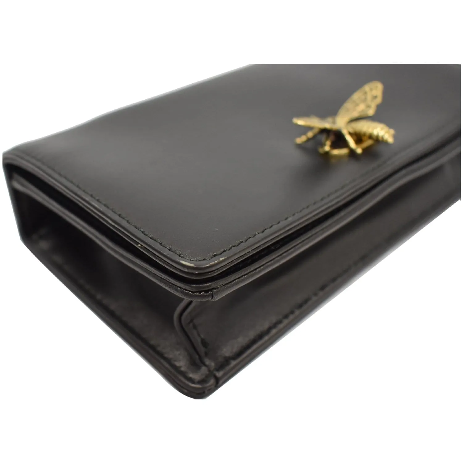 CHRISTIAN DIOR Bee Leather Pouch Clutch Bag Black - 20% OFF