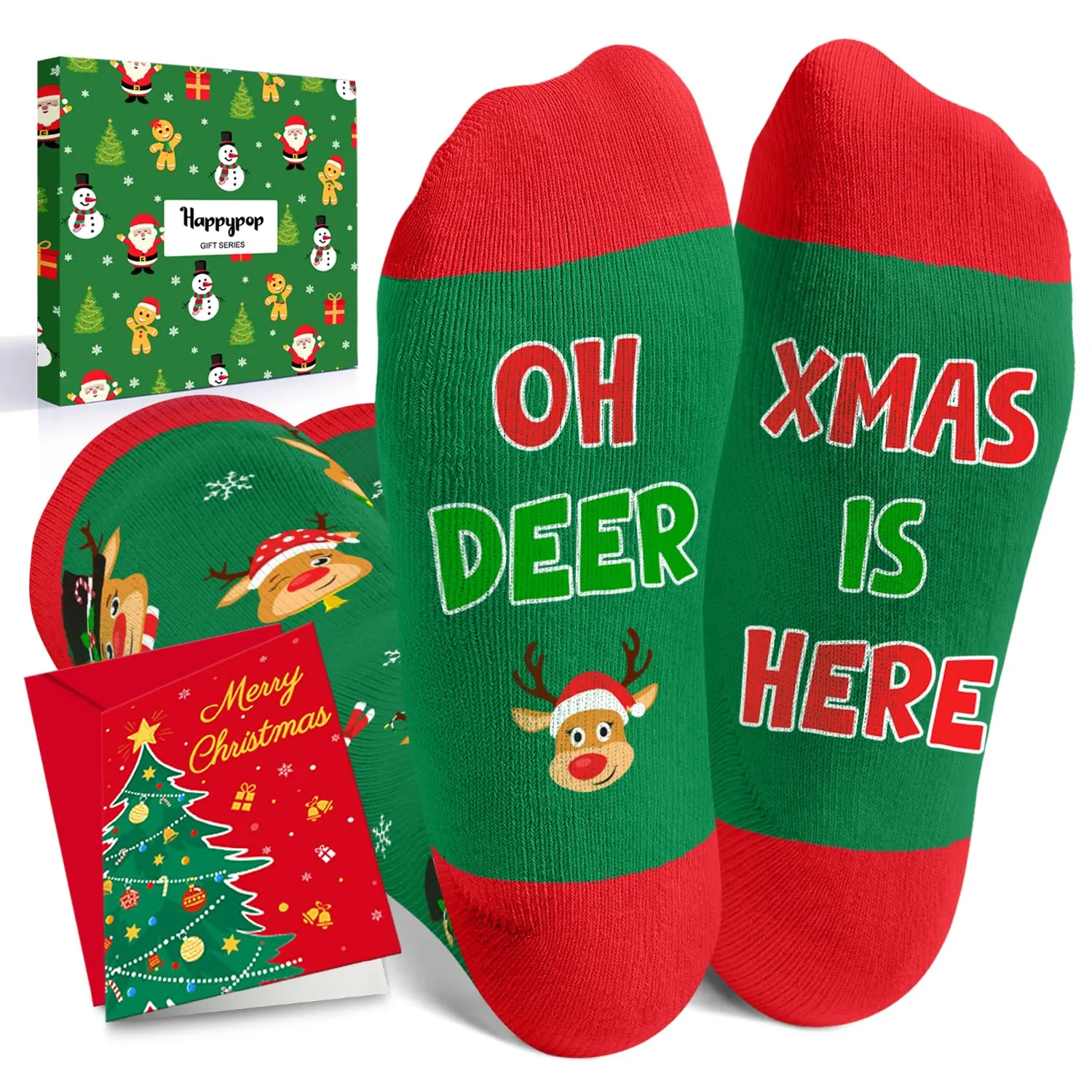 Christmas Gifts Stocking Socks for Kids - Knee High Deer Socks Reindeer Stockings for Boys Girls 10-12 Years Old