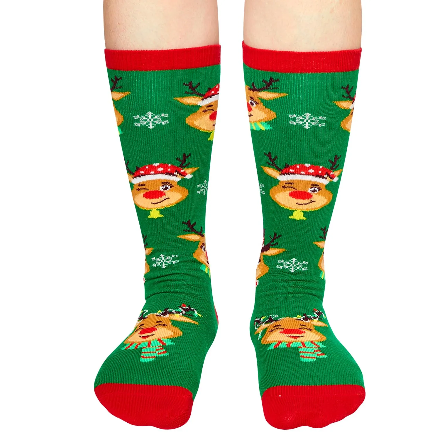 Christmas Gifts Stocking Socks for Kids - Knee High Deer Socks Reindeer Stockings for Boys Girls 10-12 Years Old