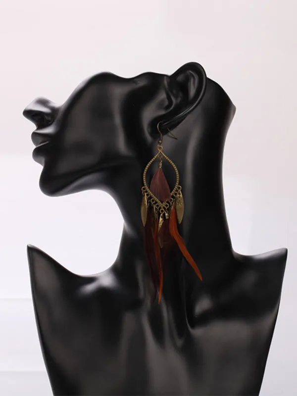 Clothes Pattern Feather Earrings
