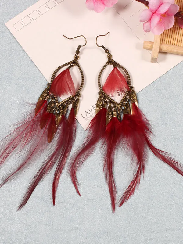 Clothes Pattern Feather Earrings