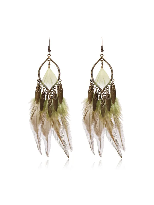 Clothes Pattern Feather Earrings