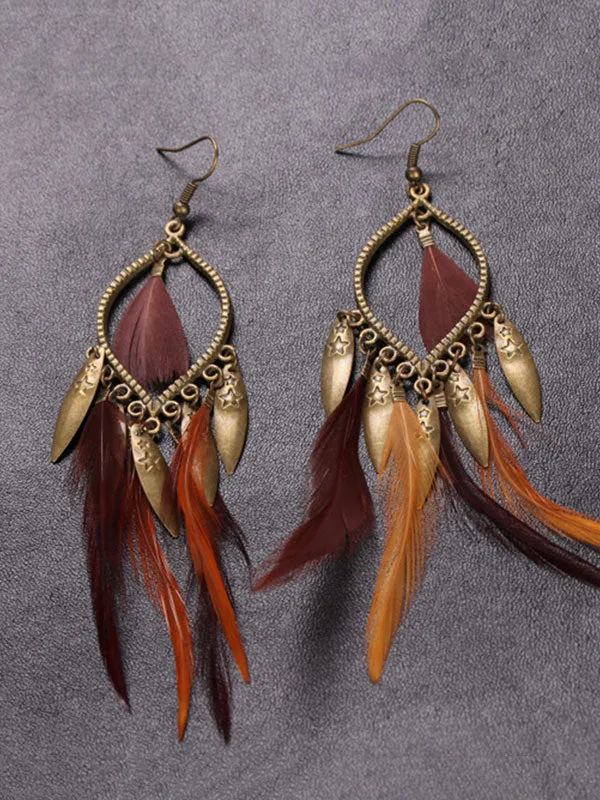 Clothes Pattern Feather Earrings