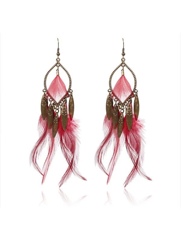 Clothes Pattern Feather Earrings