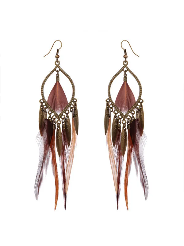 Clothes Pattern Feather Earrings