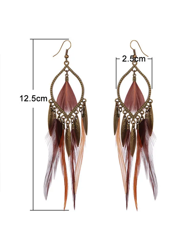 Clothes Pattern Feather Earrings