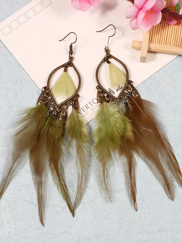 Clothes Pattern Feather Earrings