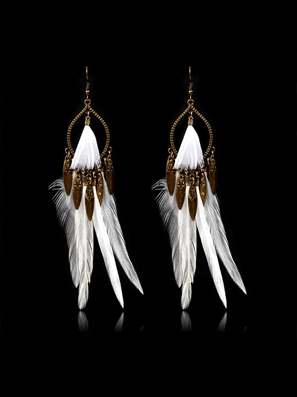Clothes Pattern Feather Earrings