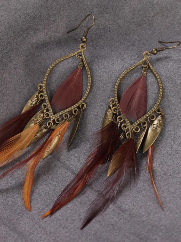 Clothes Pattern Feather Earrings