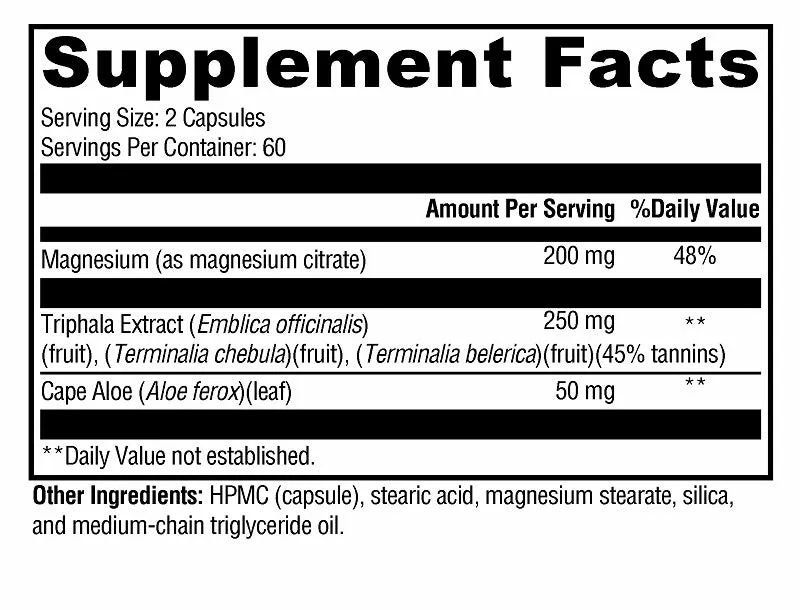Colon Daily - Magnesium Citrate, Cape Aloe, Triphala - Non GMO, Gluten Free