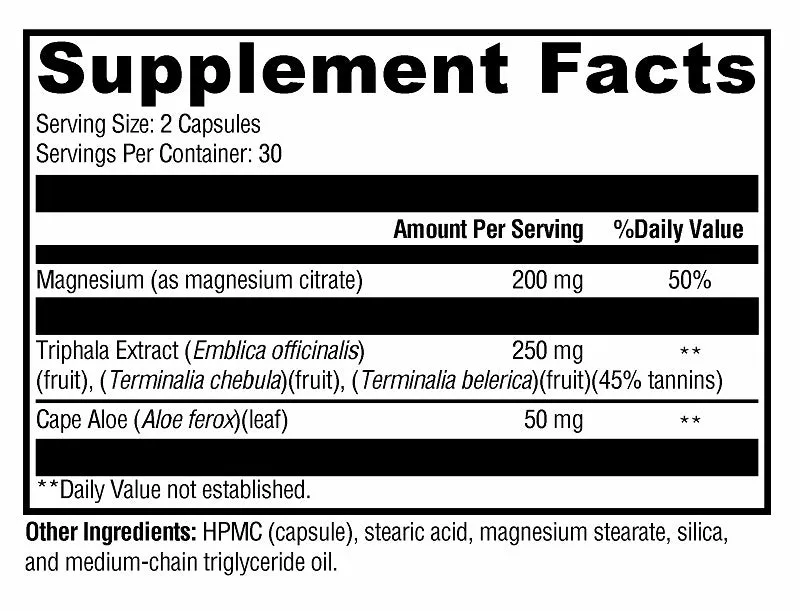 Colon Daily - Magnesium Citrate, Cape Aloe, Triphala - Non GMO, Gluten Free