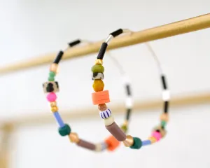 Colorful Beaded hoops, Large hoop earrings, gold filled hoops, statement earrings, seed bead hoops, colorful earrings, gift for friend