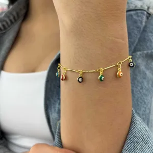 Colorful Blue Eyes Chain Bracelet
