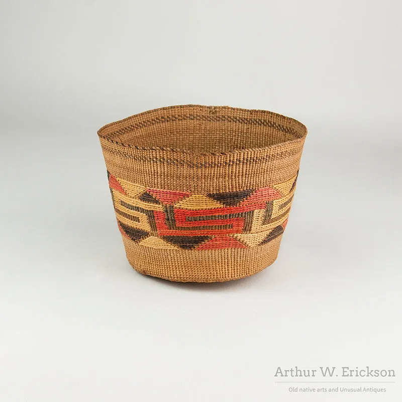 Colorful C. 1910 Tlingit Basket