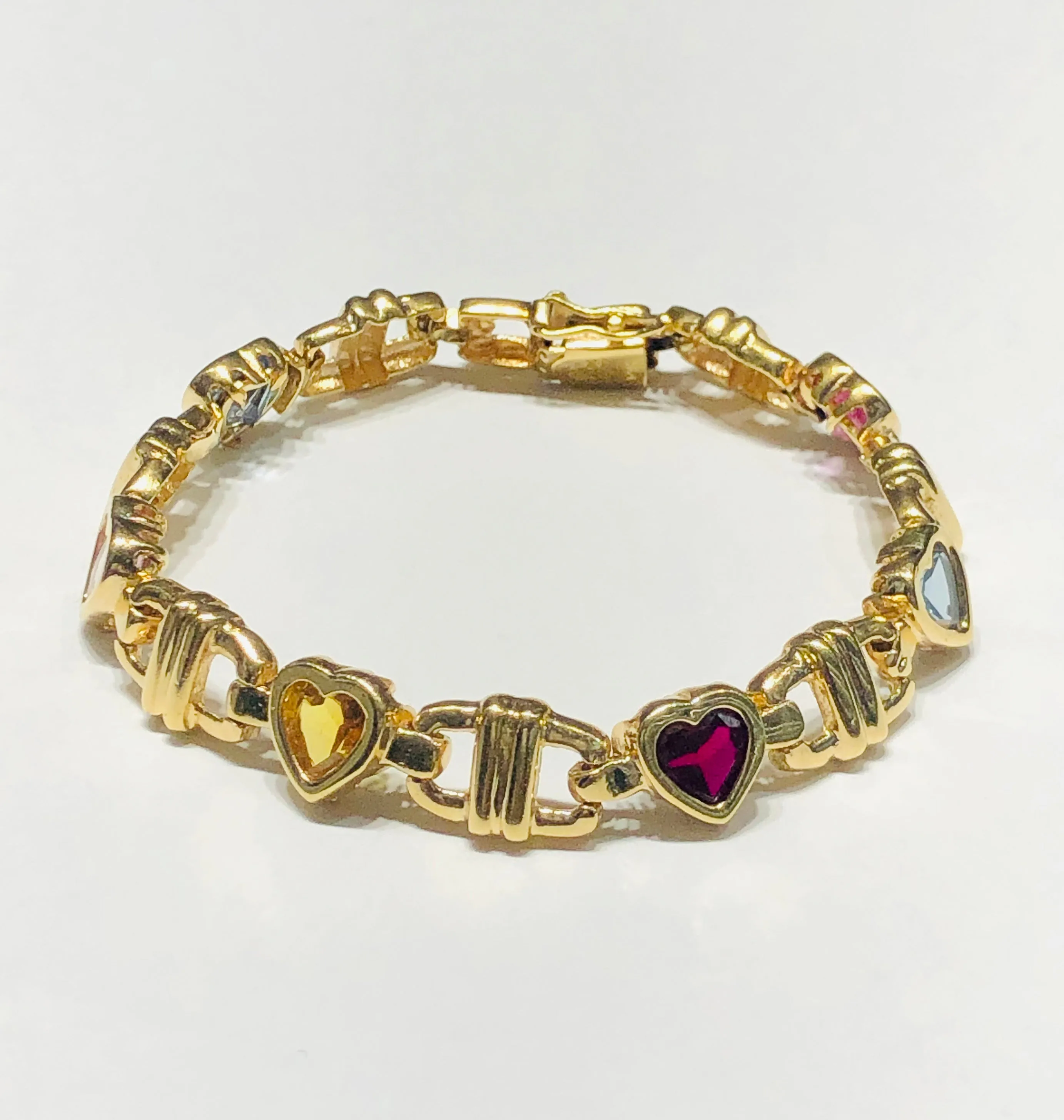 Colorful CZ Heart Bracelet (14K)