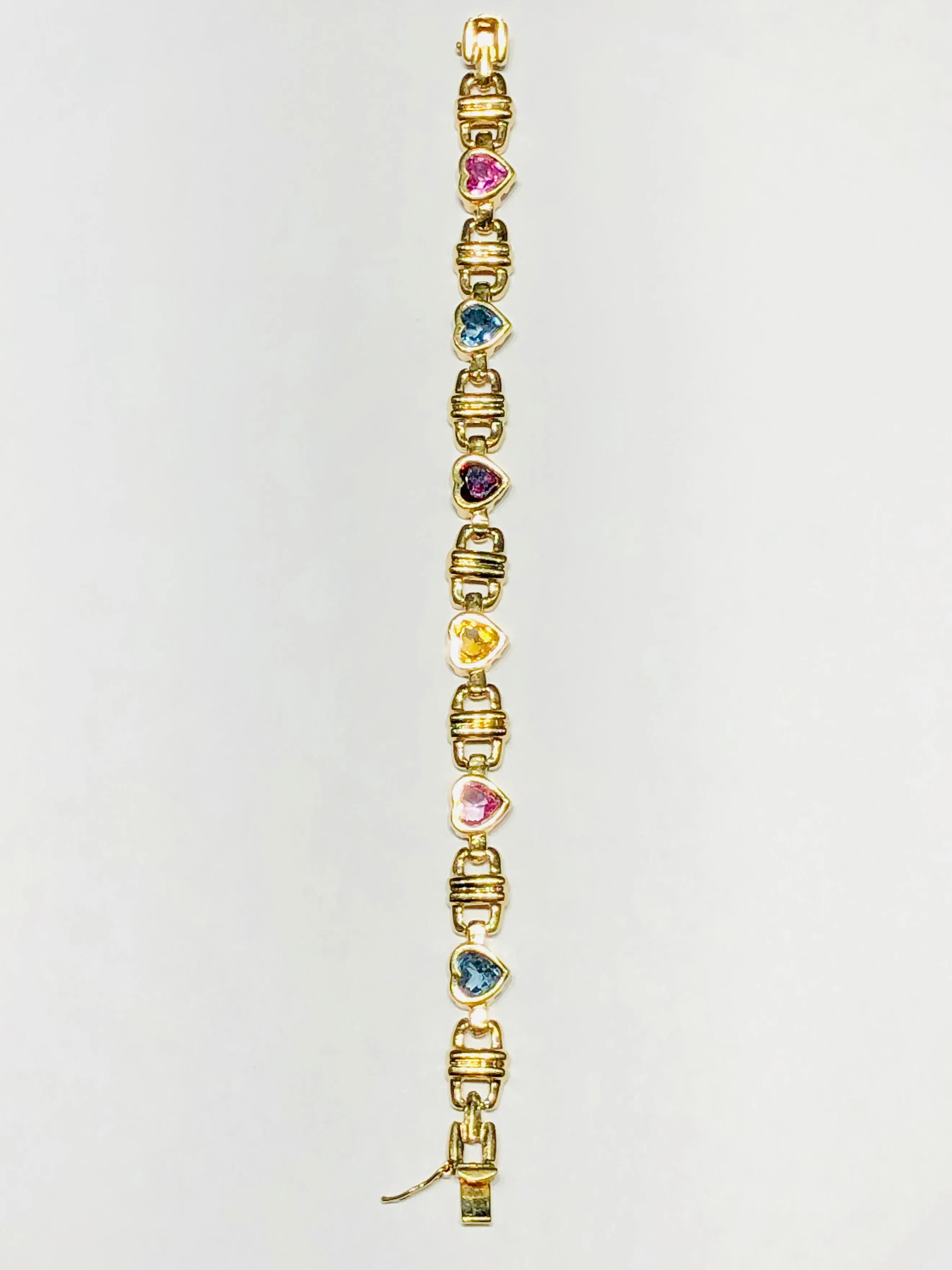 Colorful CZ Heart Bracelet (14K)