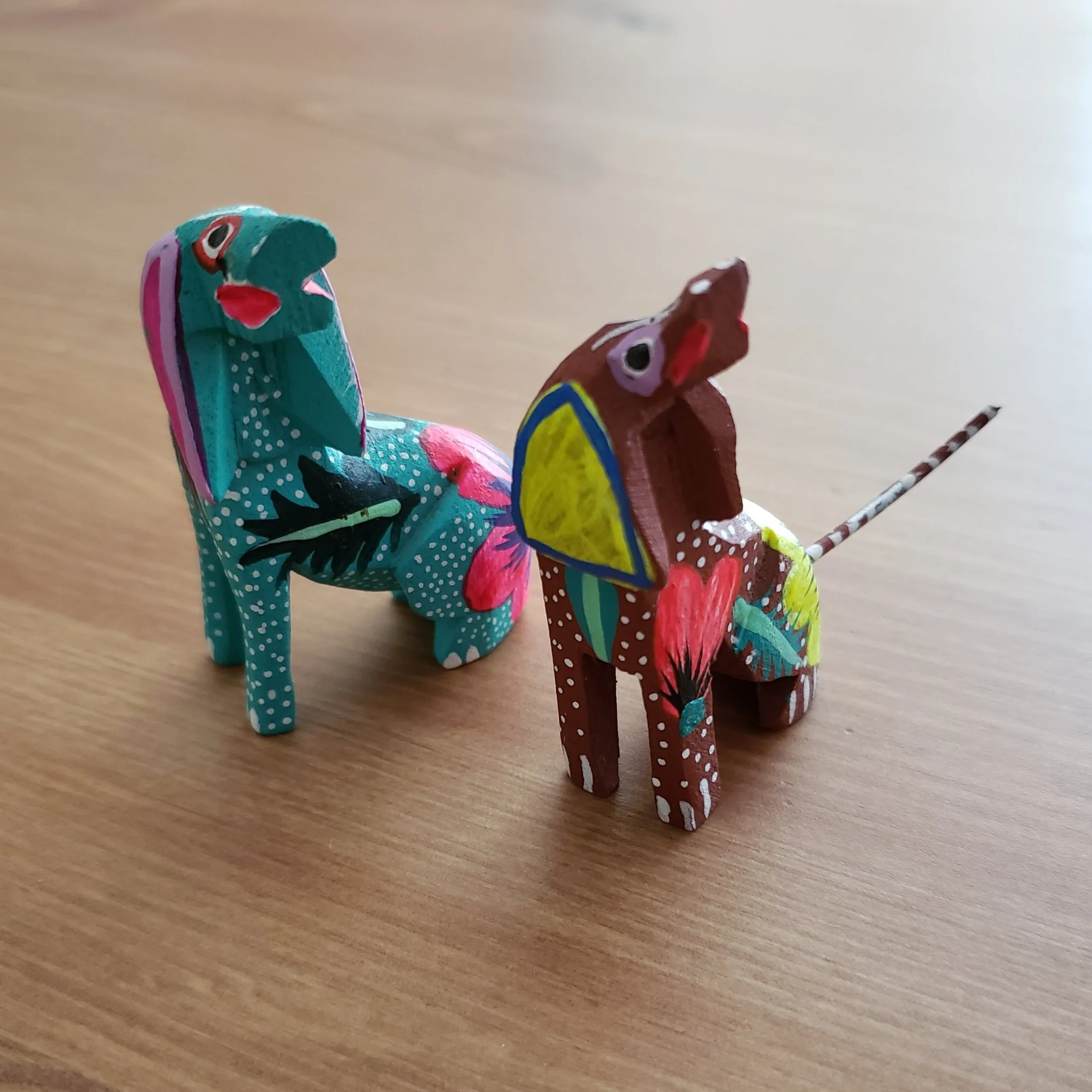 Colorful Dog Mini Alebrije Oaxacan Wood Carving Mexican Hand Painted