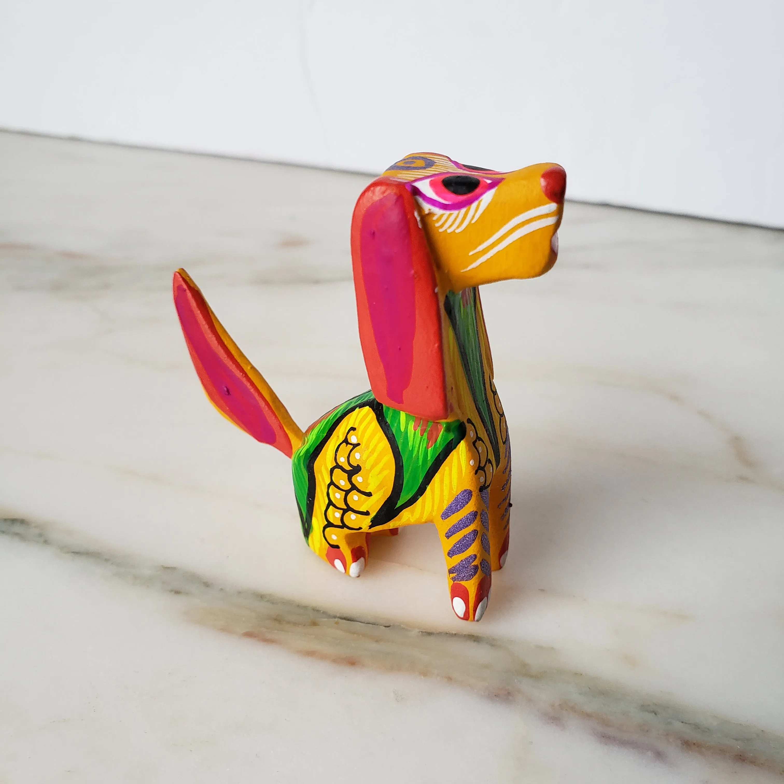 Colorful Dog Mini Alebrije Oaxacan Wood Carving Mexican Hand Painted