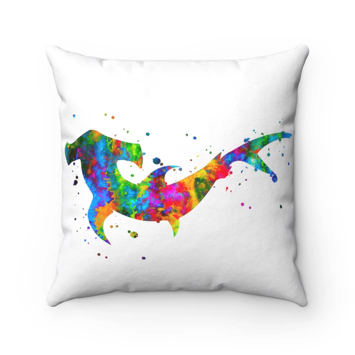 Colorful Hammerhead Shark  Square Pillow