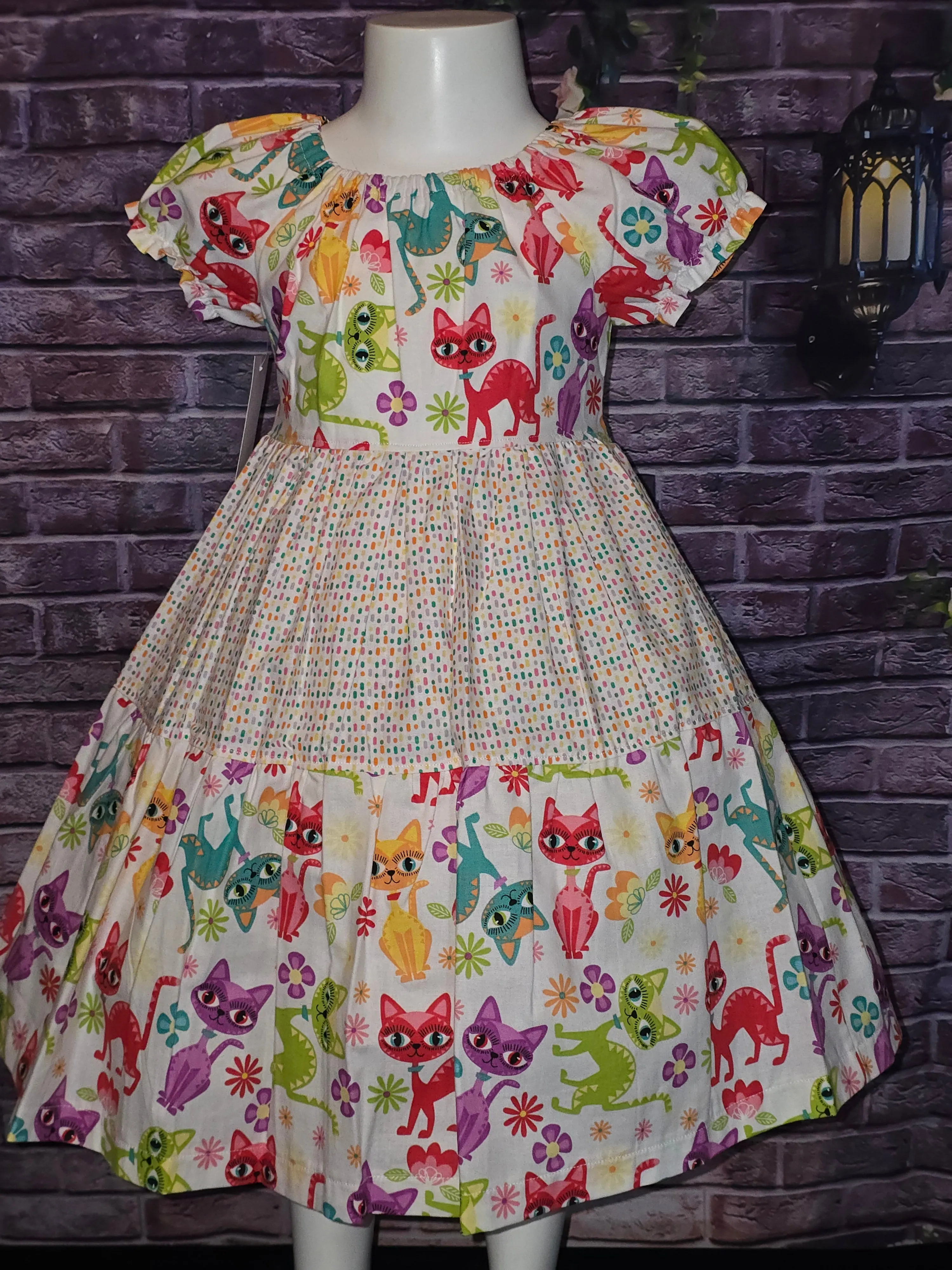 Colorful Kitty Size 6 Dress