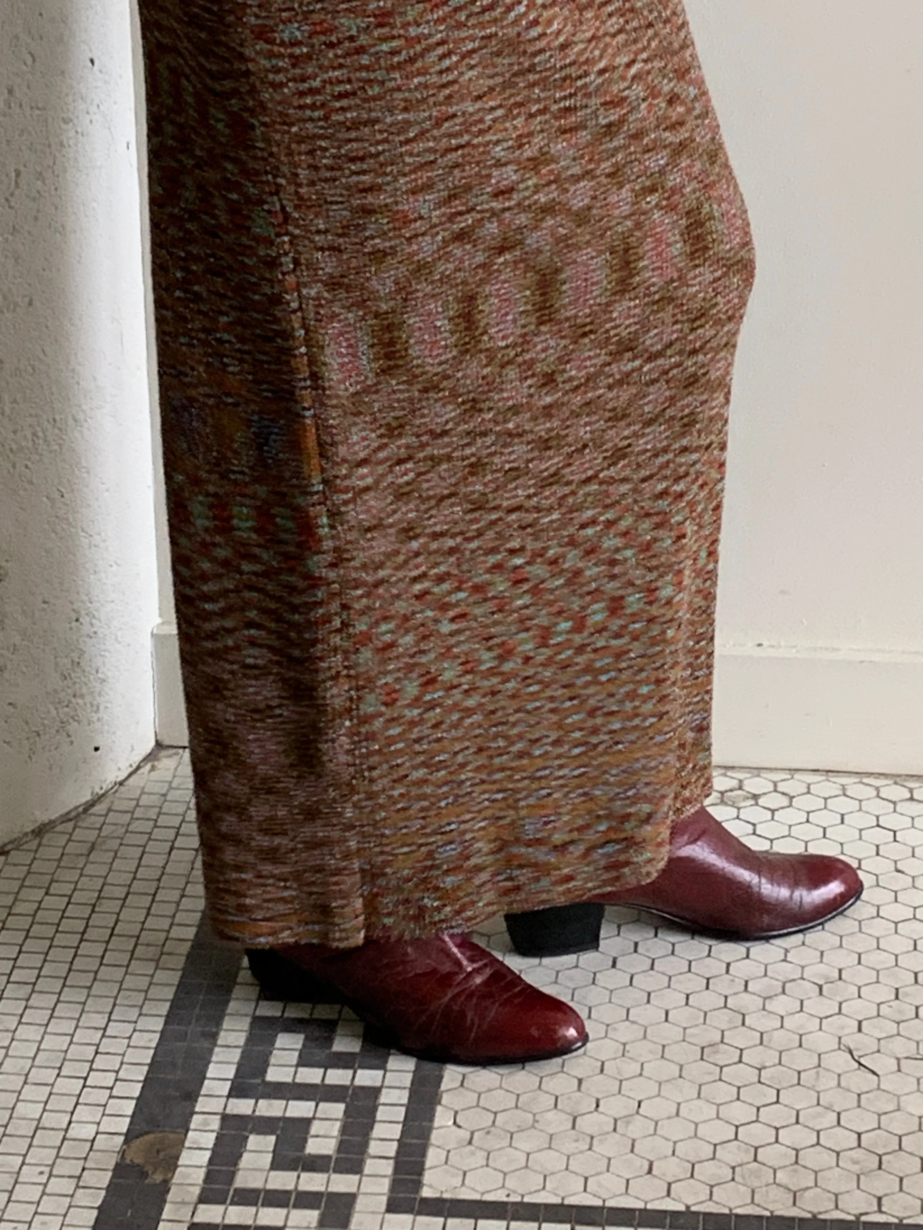 Colorful knit maxi skirt