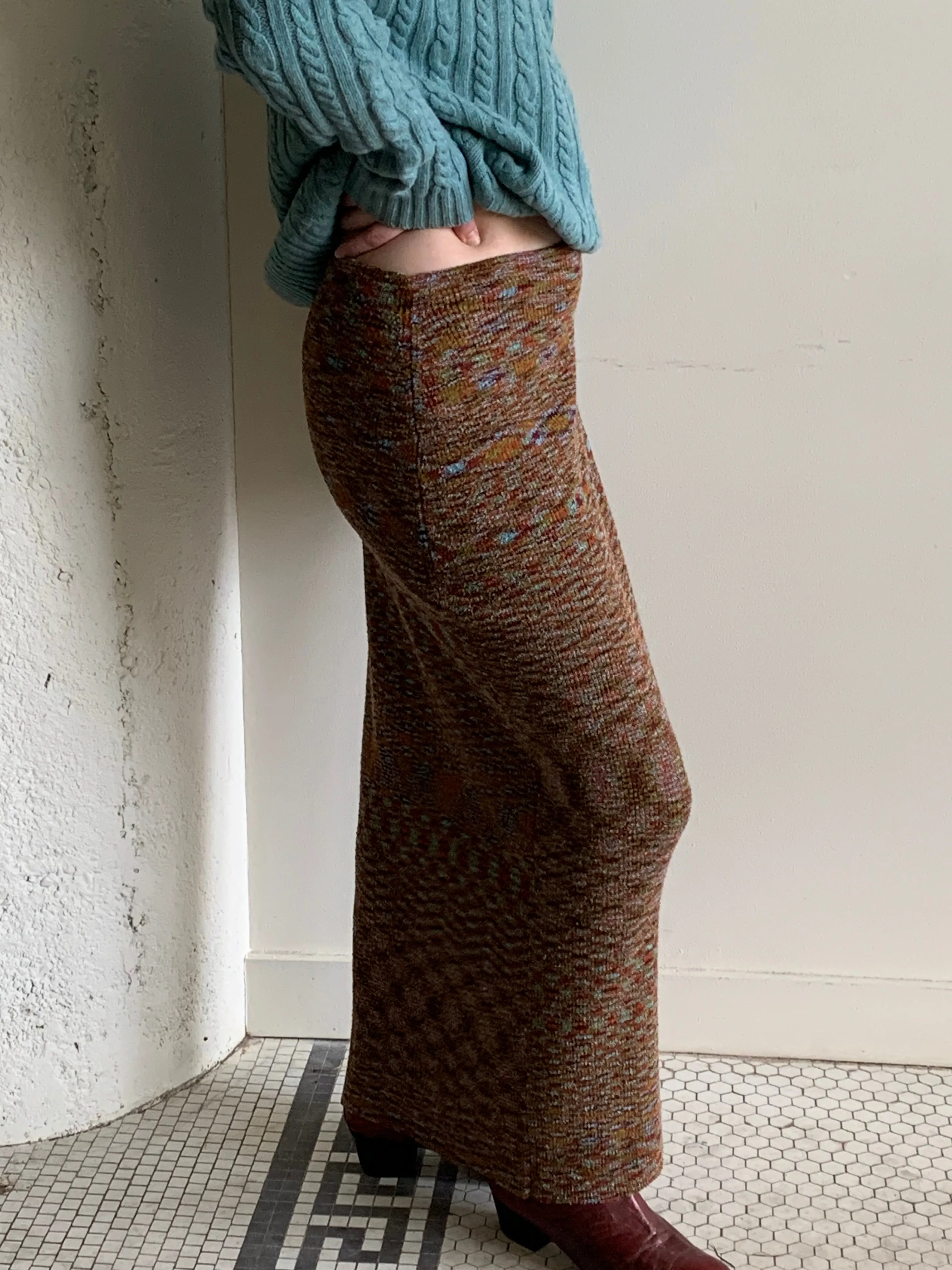 Colorful knit maxi skirt