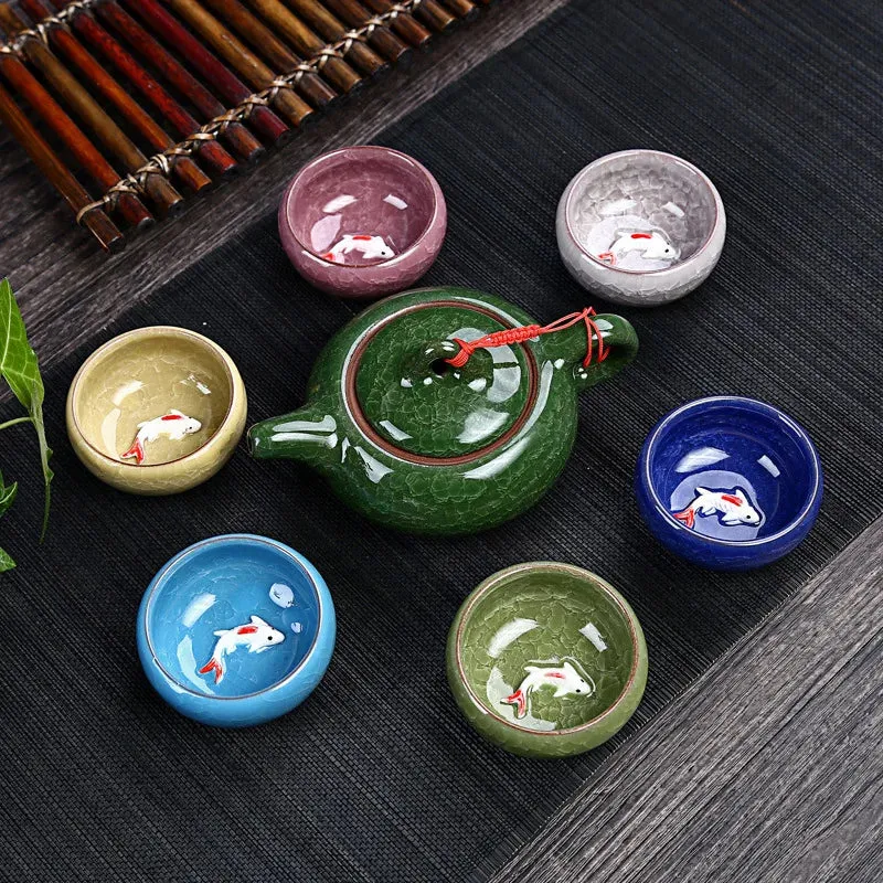 Colorful Koi Tea Set
