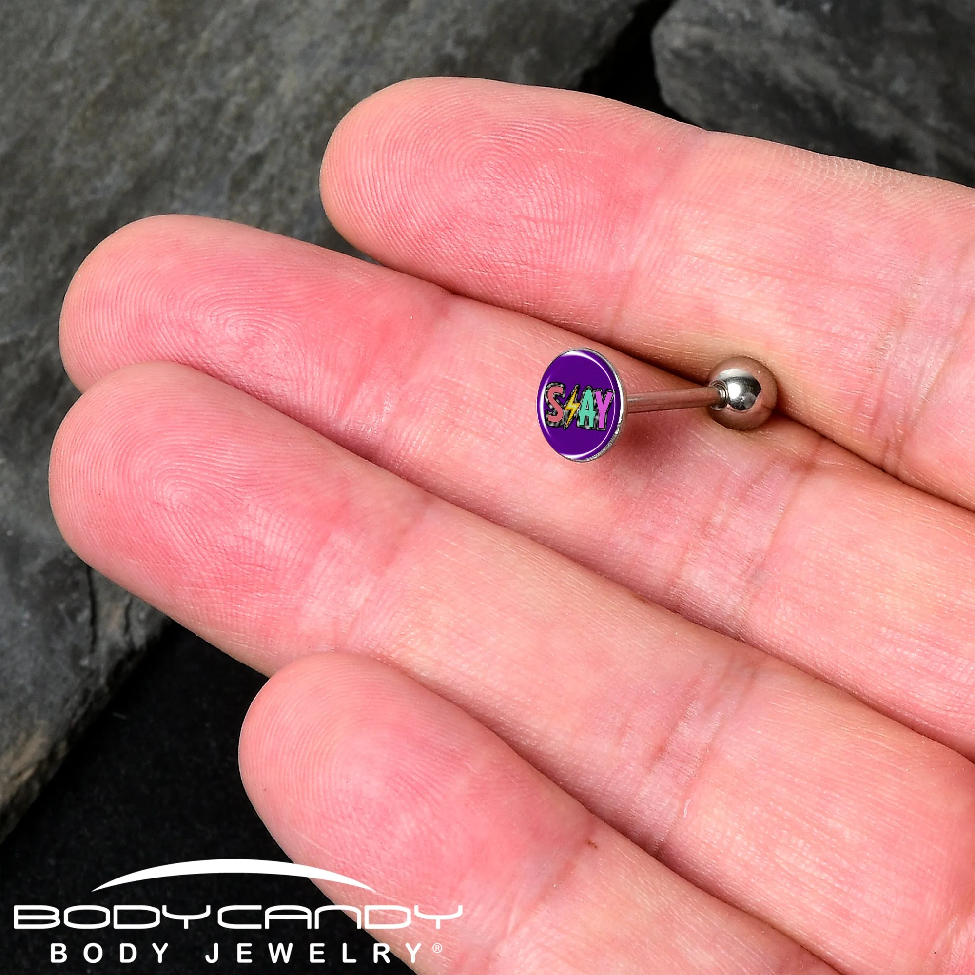Colorful Lighting SLAY Barbell Tongue Ring