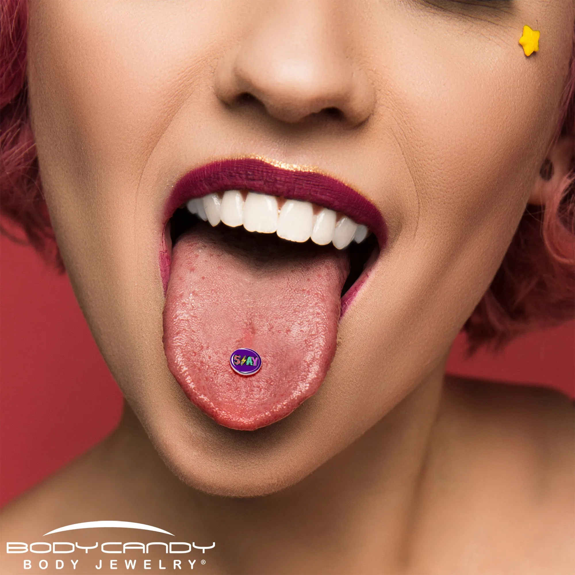 Colorful Lighting SLAY Barbell Tongue Ring