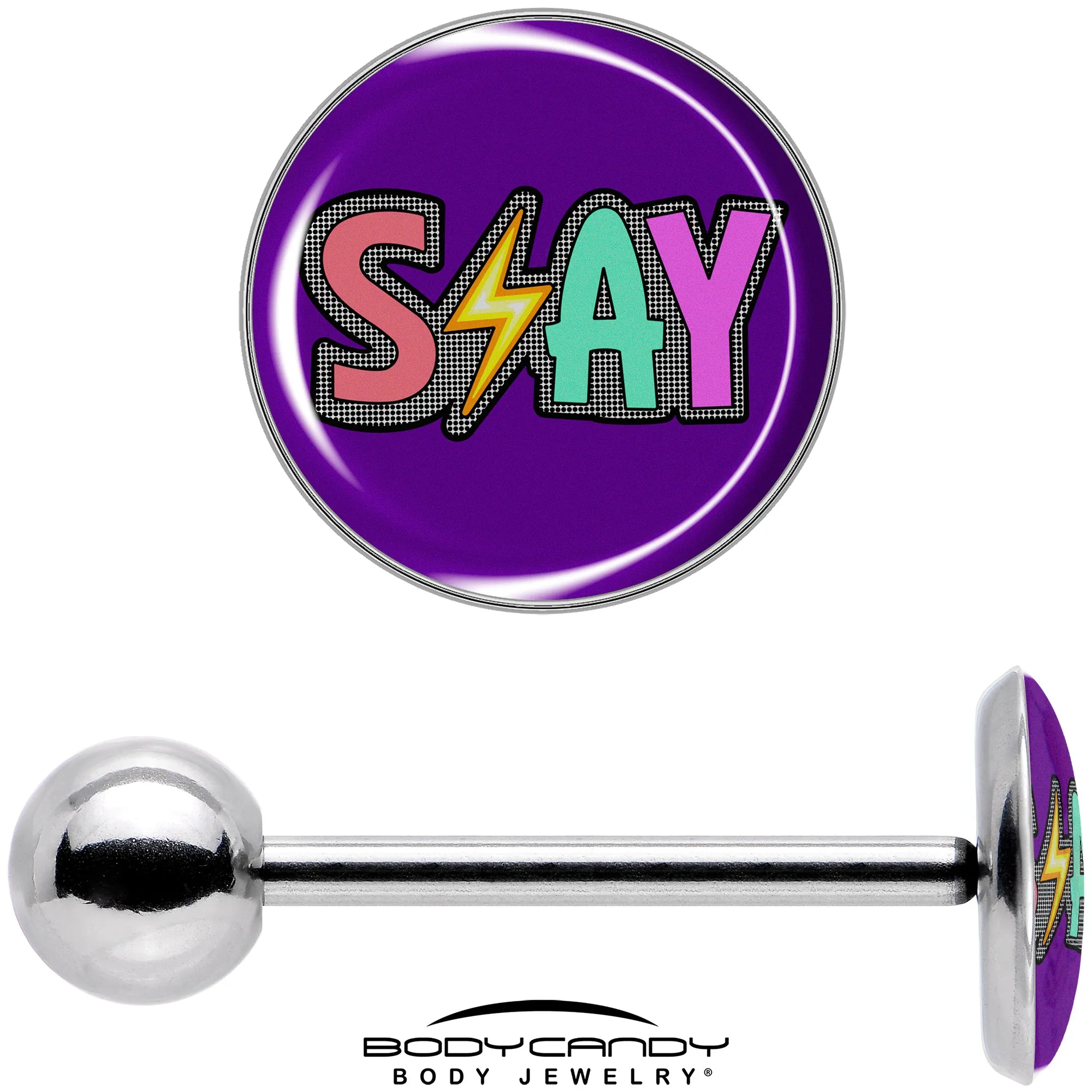 Colorful Lighting SLAY Barbell Tongue Ring