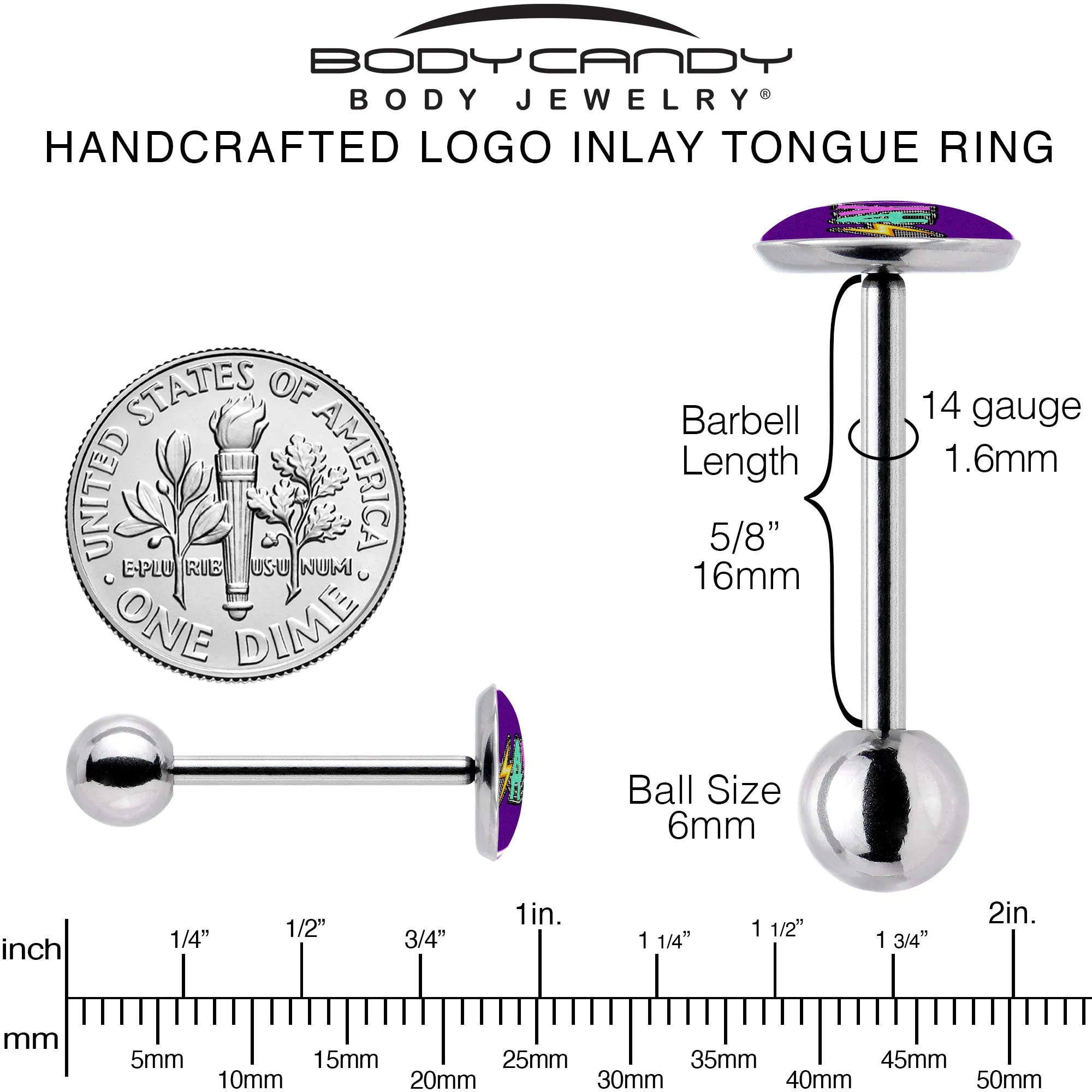 Colorful Lighting SLAY Barbell Tongue Ring