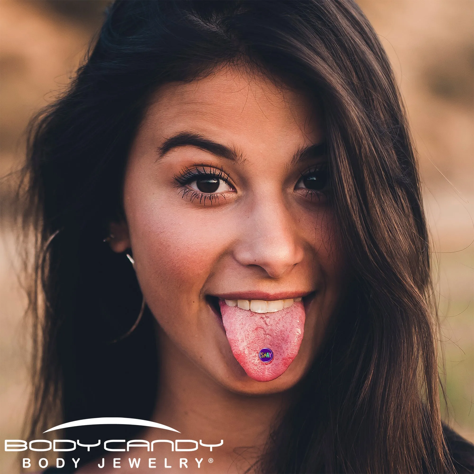 Colorful Lighting SLAY Barbell Tongue Ring
