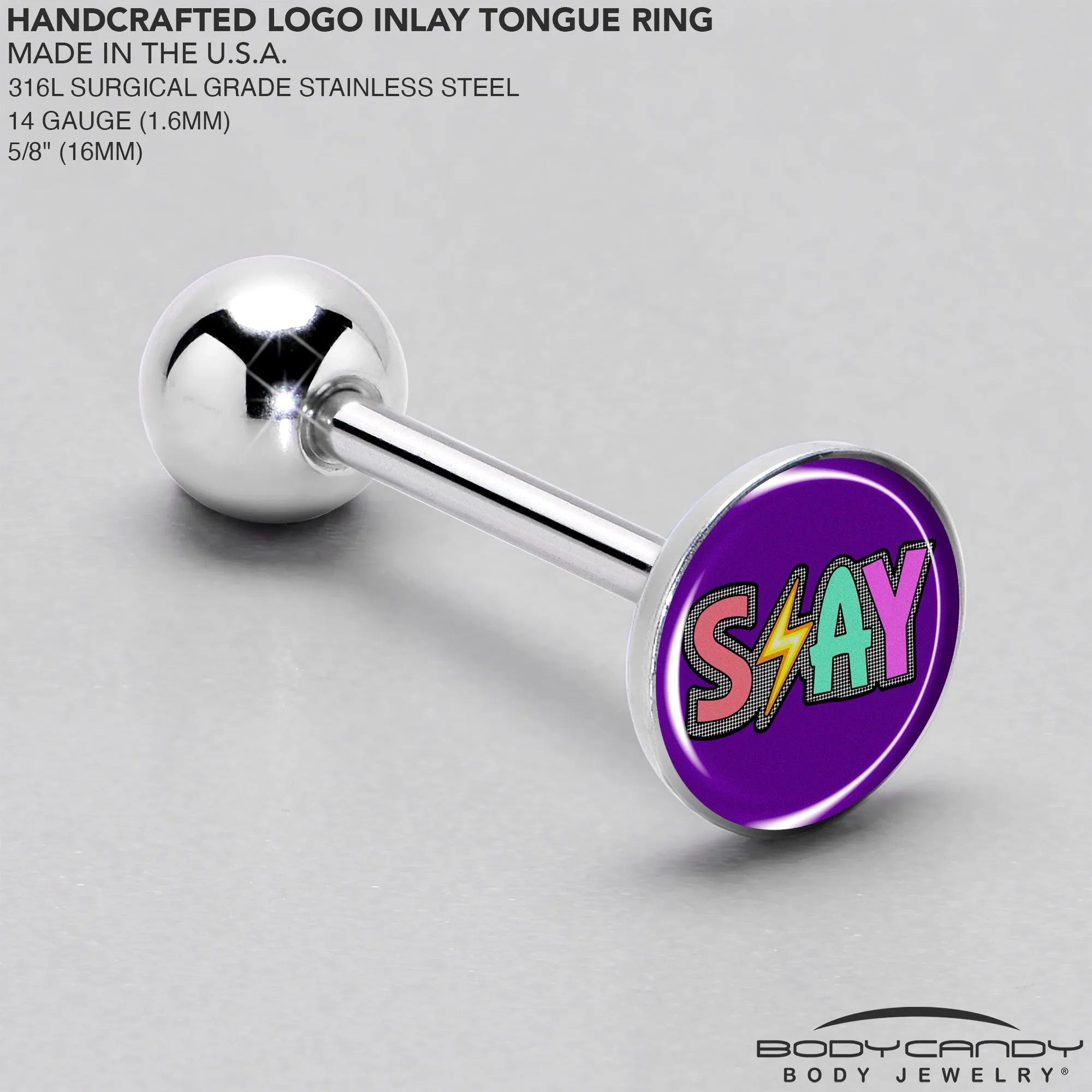 Colorful Lighting SLAY Barbell Tongue Ring