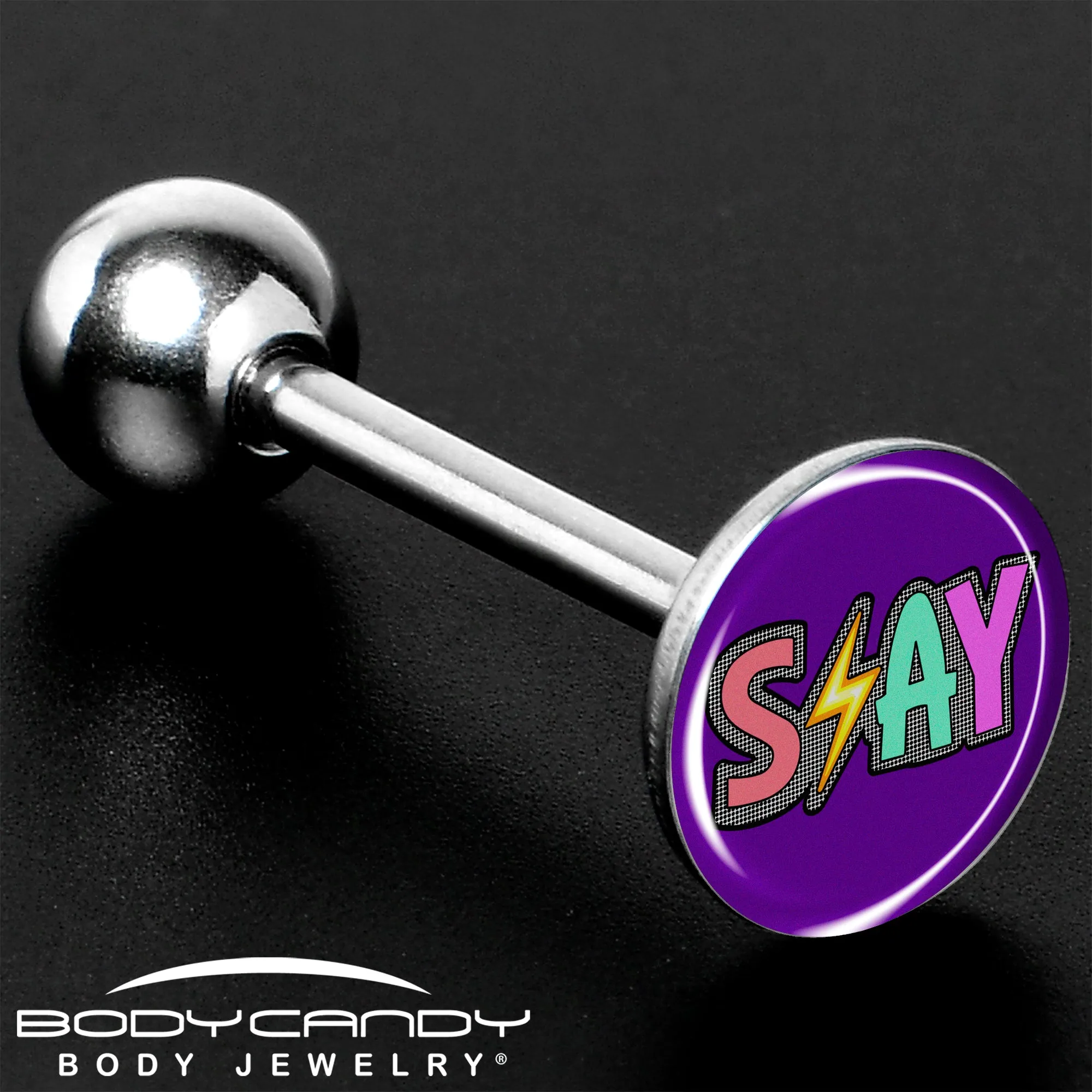 Colorful Lighting SLAY Barbell Tongue Ring