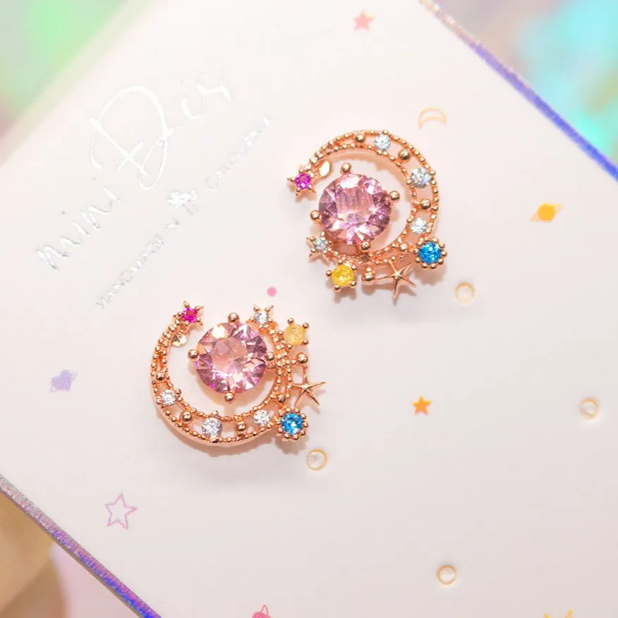 Colorful Moon Earrings