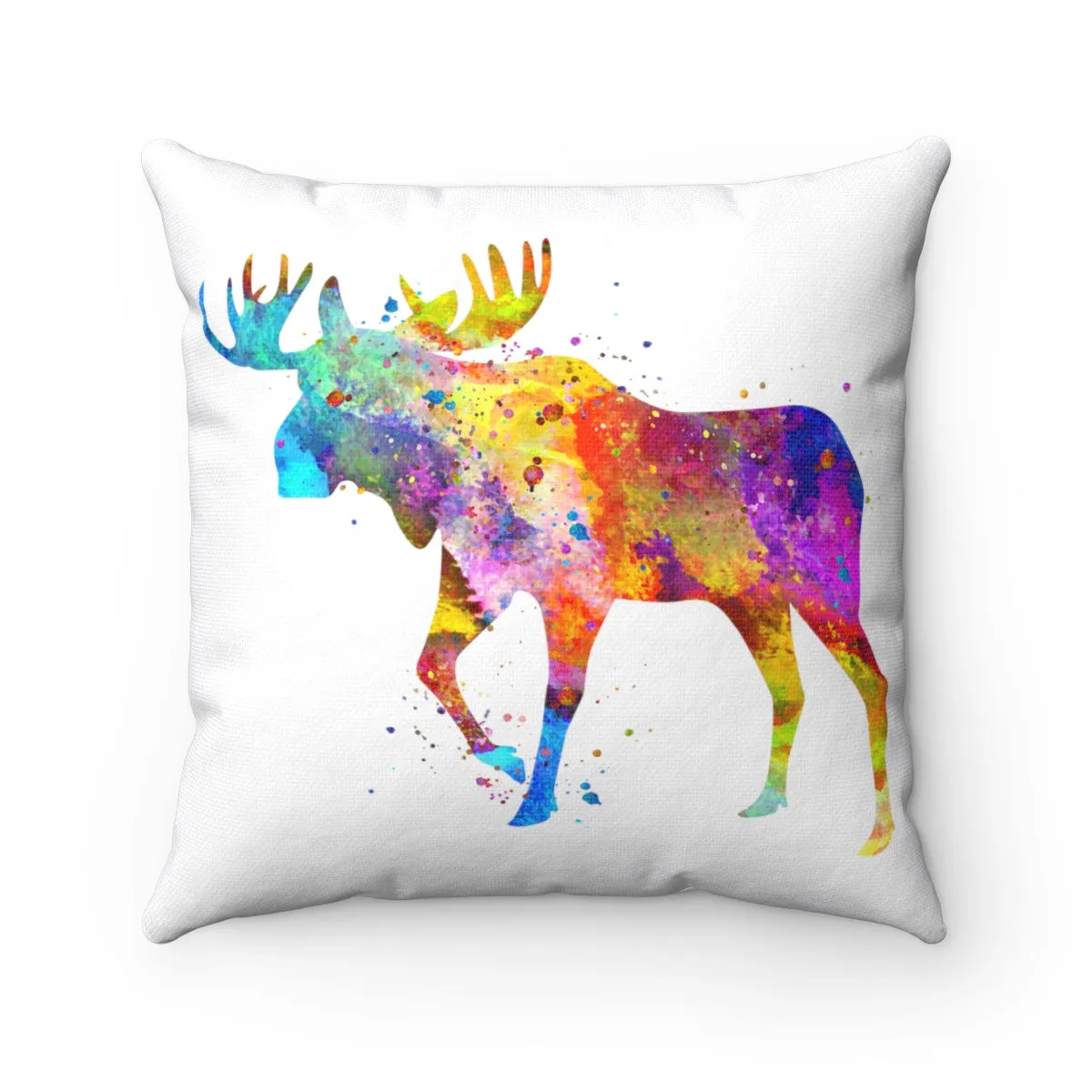 Colorful Moose Square Pillow