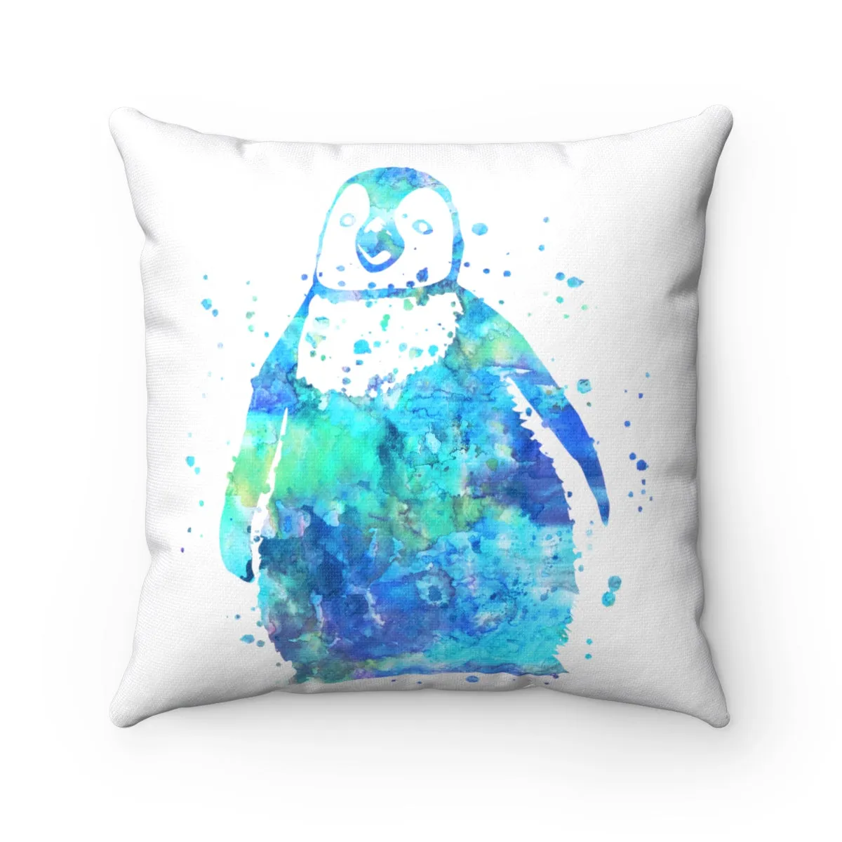 Colorful Penguin Square Pillow